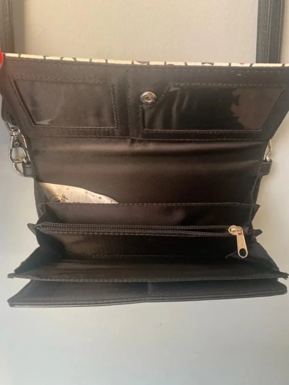 Disney White Crossbody Bag with Black Pattern and Red Accents